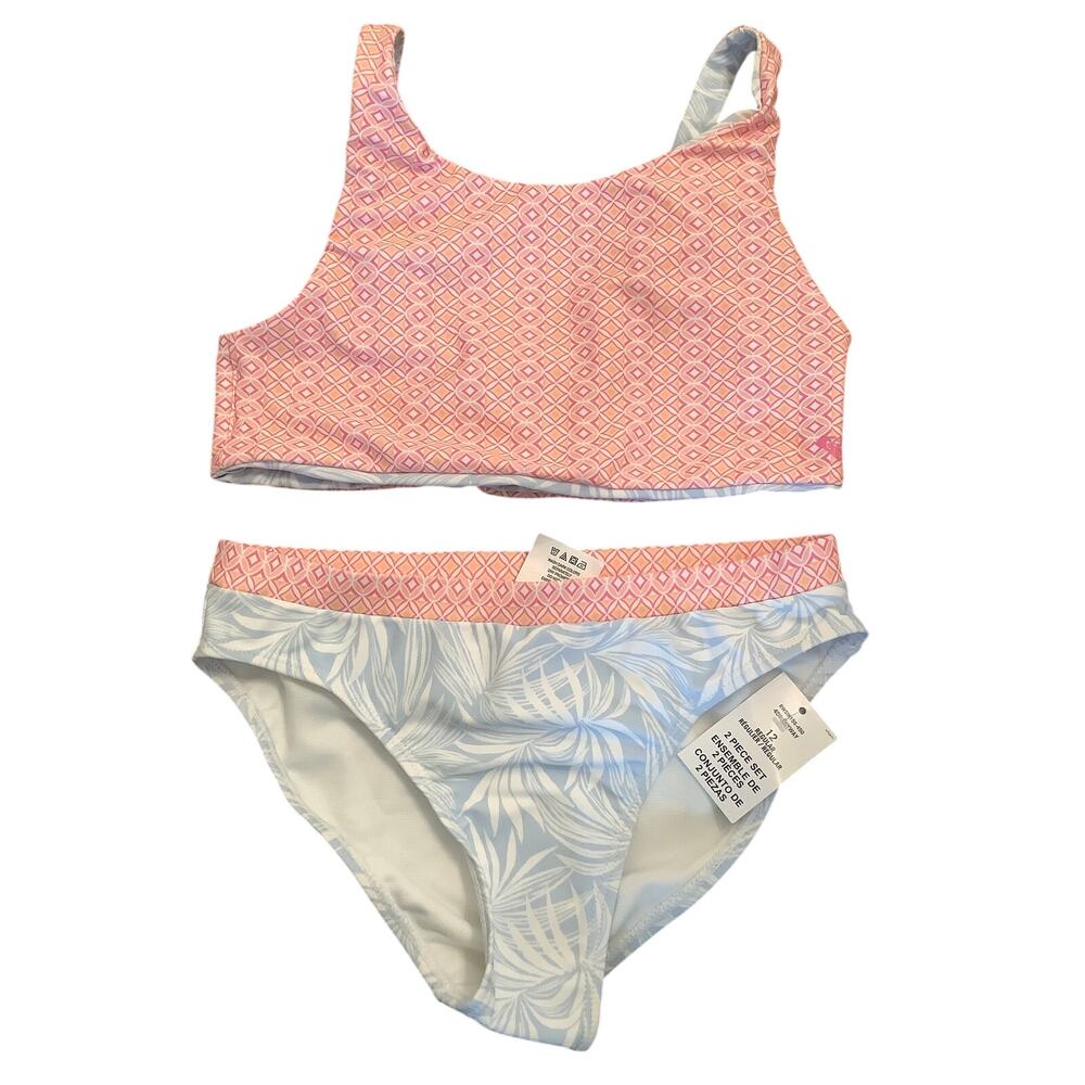 Roxy Girls 12 Bali Breaks Reversible Two-Piece Swimsuit Set Beach Tropical R4-9